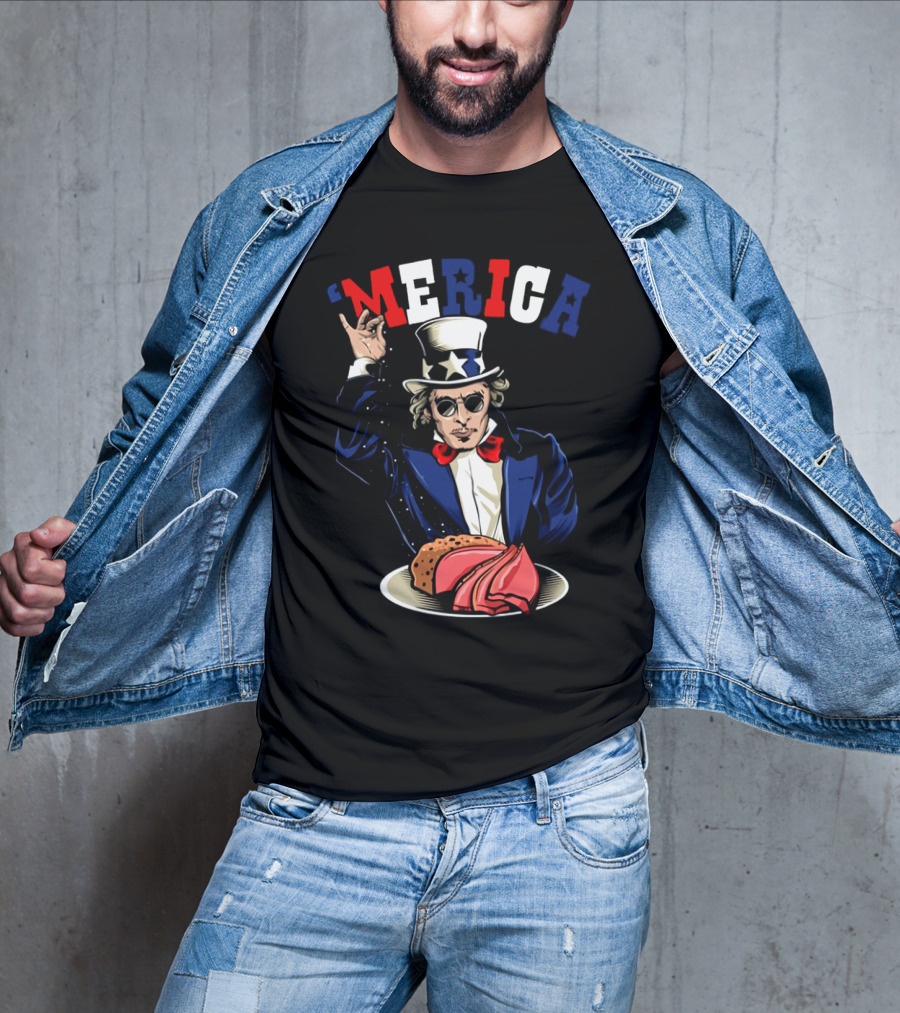 'Merica Uncle Sam Rock And Roll Patriotic Tacos Pizza T-Shirt