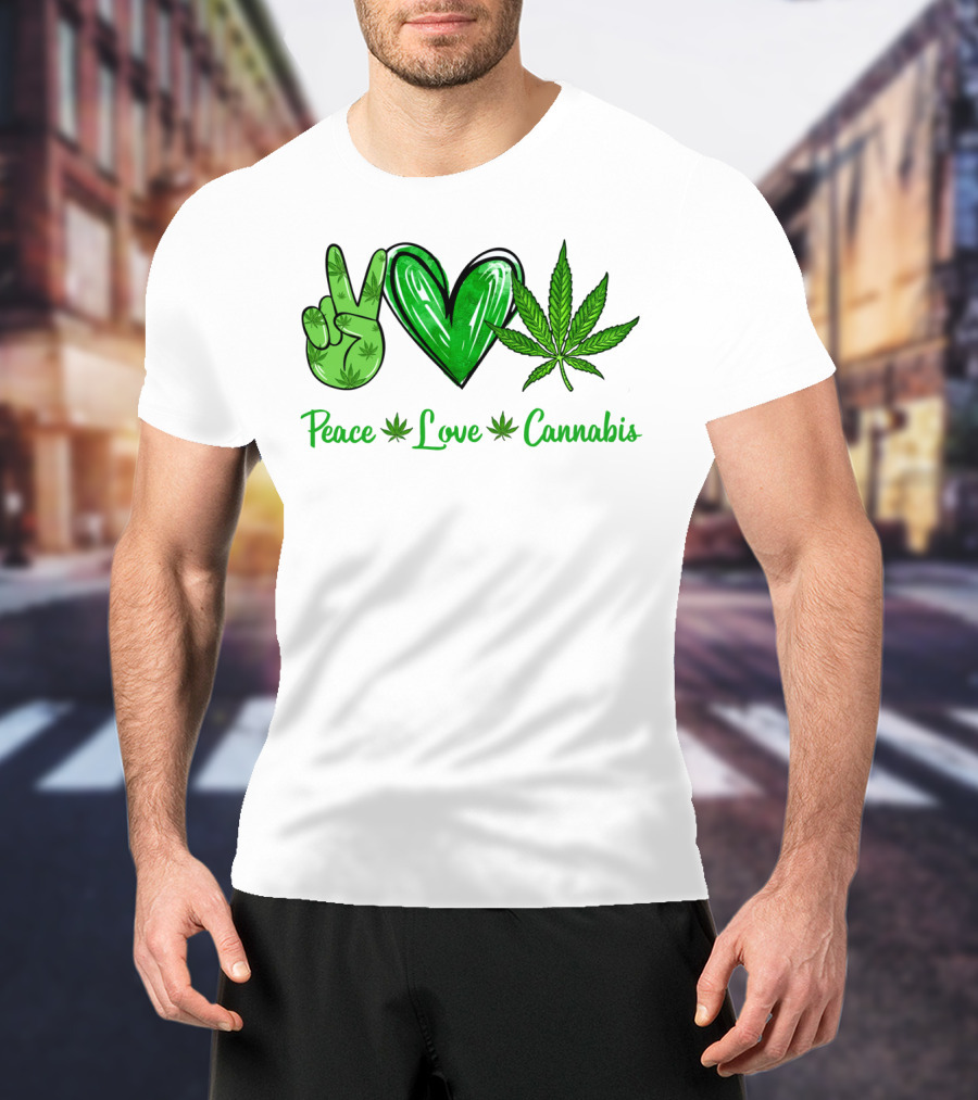 Peace Love Cannabis Green Symbols T-Shirt