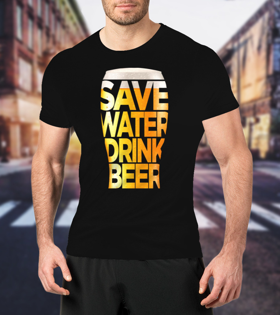 Save Water Drink Beer Retro Funny Beer Pint Glass T-Shirt