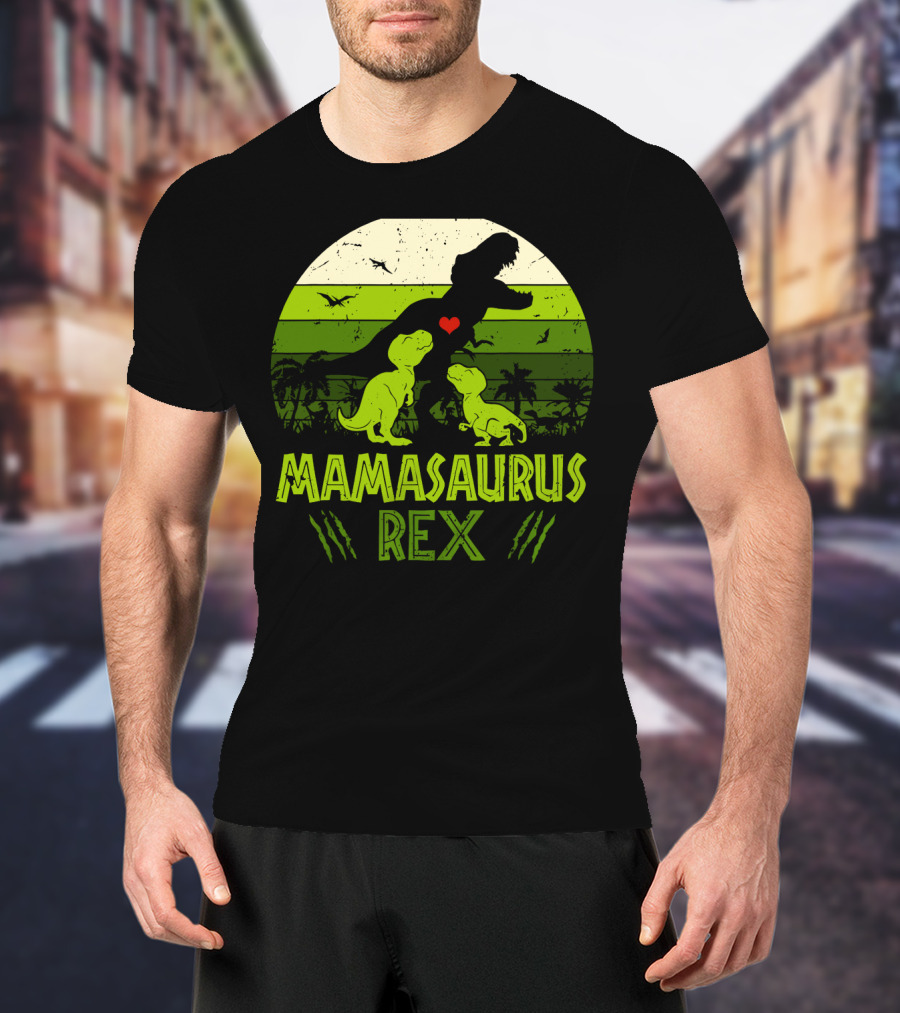 Vintage Retro Mamasaurus Rex Dinosaur Lover 2 Kids T-Shirt