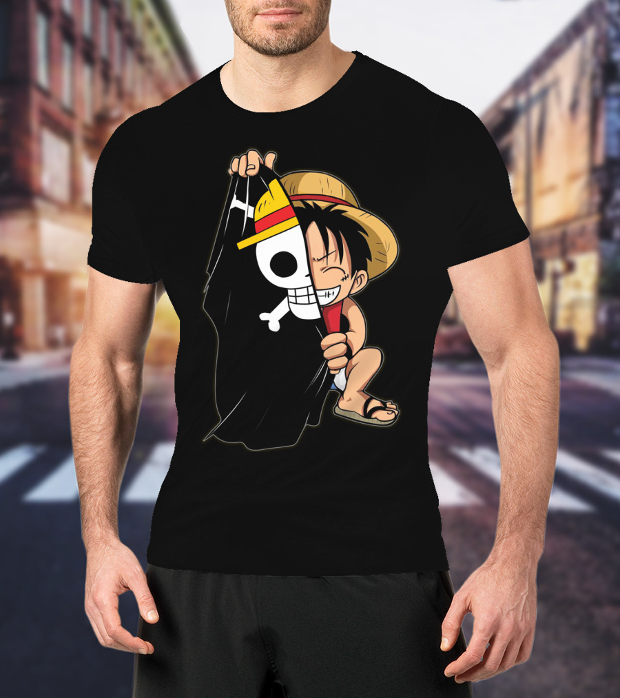 Luffy Pirate Hat Skull Flag Onepiece T-Shirt