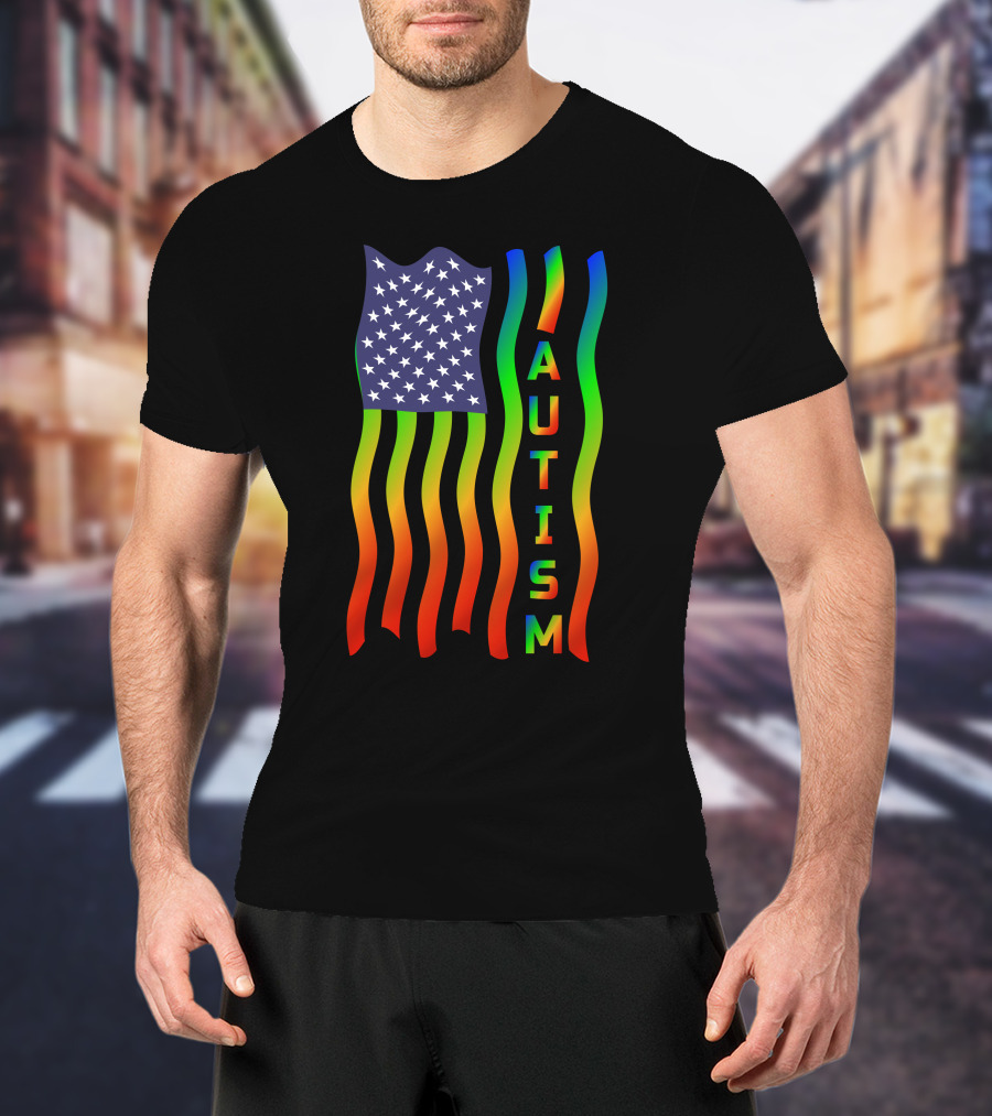 American Flag Autism Awareness Teacher T-Shirt