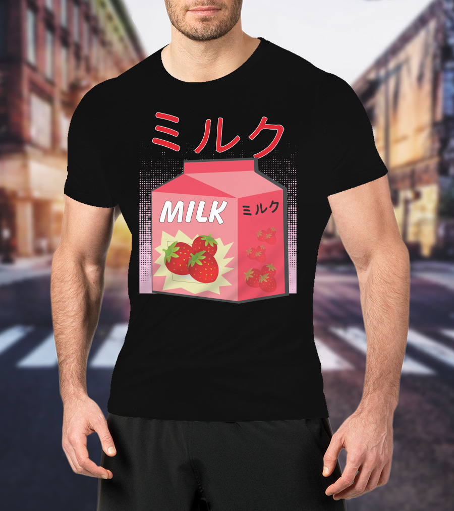 Japanese Otaku Anime Milk Strawberry Milkshake T-Shirt