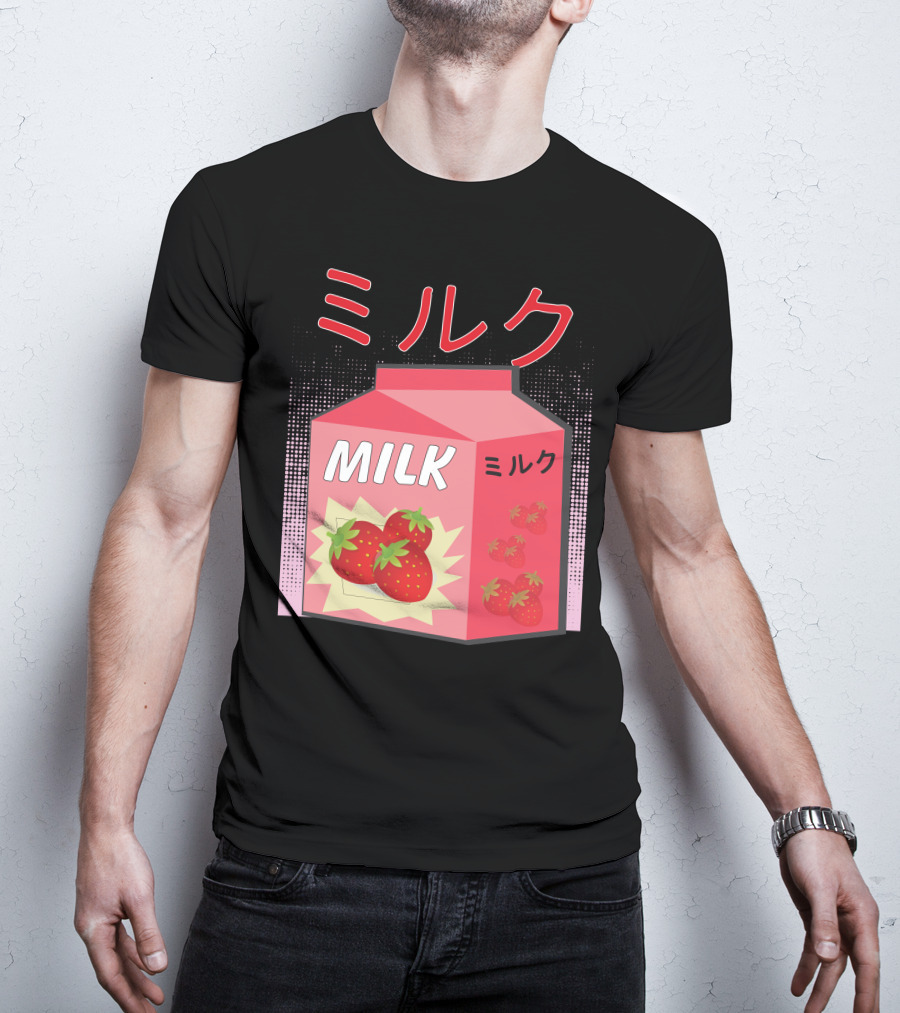 Japanese Otaku Anime Milk Strawberry Milkshake T-Shirt