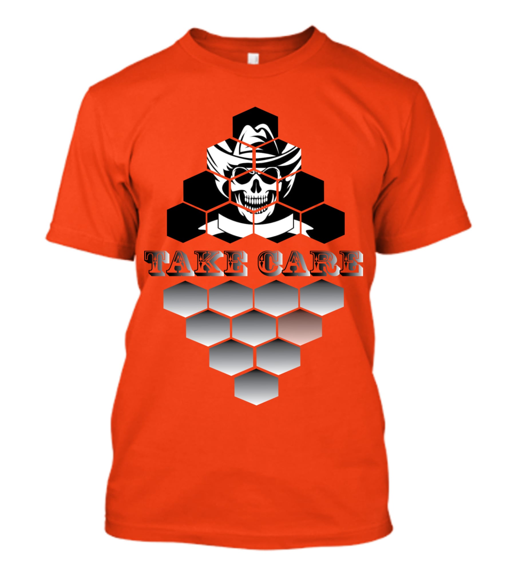 Take Care Hexagonal Cowboy Skull T-Shirt