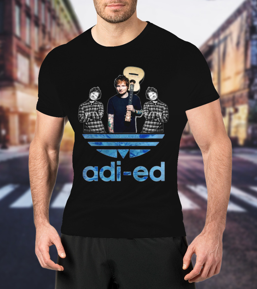 Adi-Ed Sheeran Trio With Guitar And Blue Stripes T-Shirt