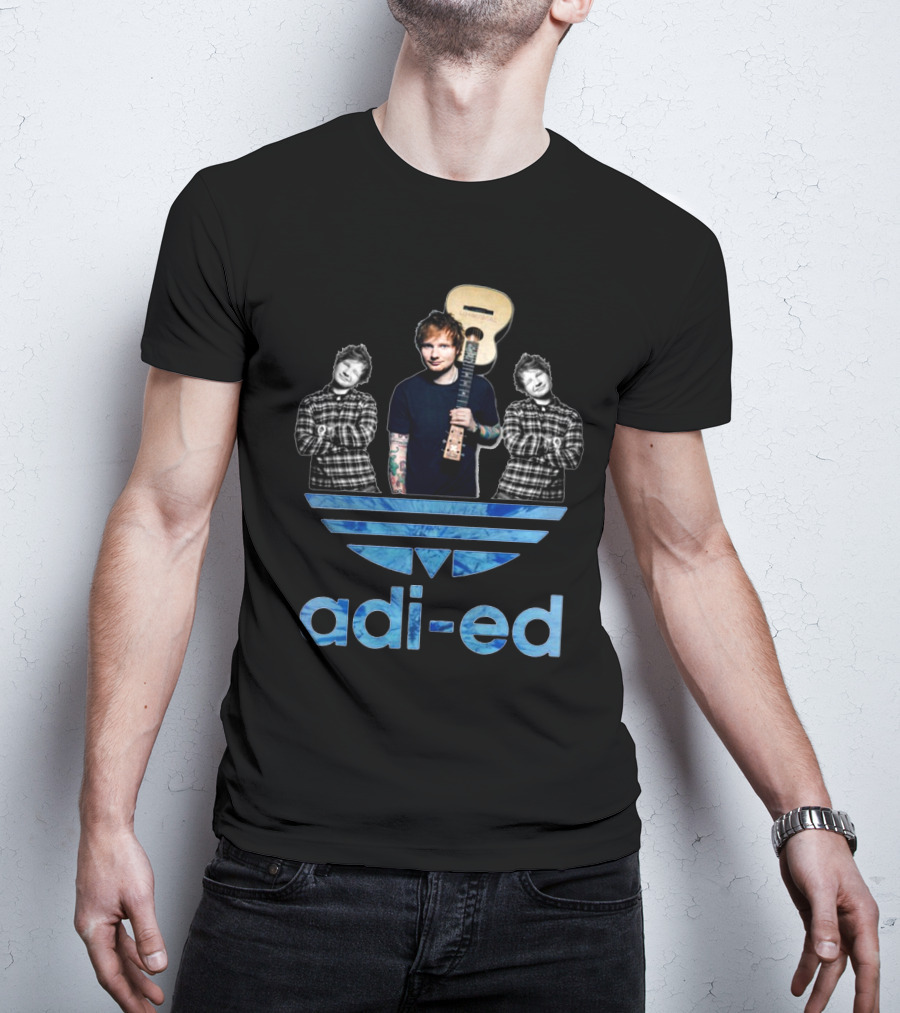 Adi-Ed Sheeran Trio With Guitar And Blue Stripes T-Shirt