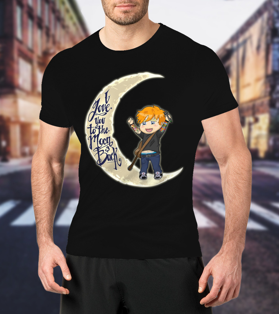 I Love You To The Moon And Back - Cartoon Guitar Character T-Shirt