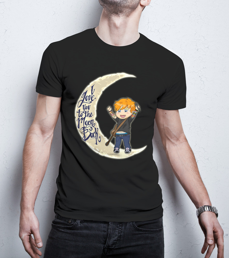 I Love You To The Moon And Back - Cartoon Guitar Character T-Shirt