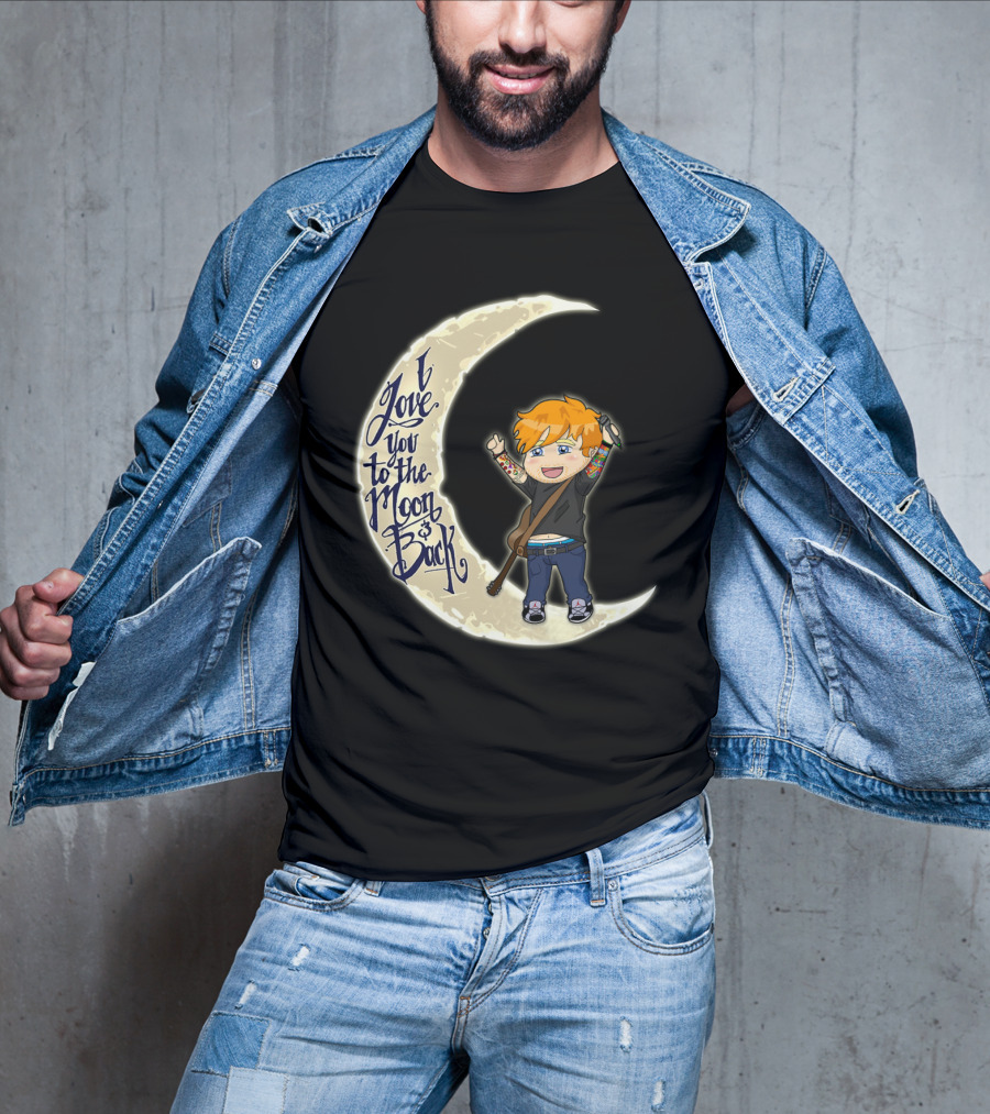 I Love You To The Moon And Back - Cartoon Guitar Character T-Shirt