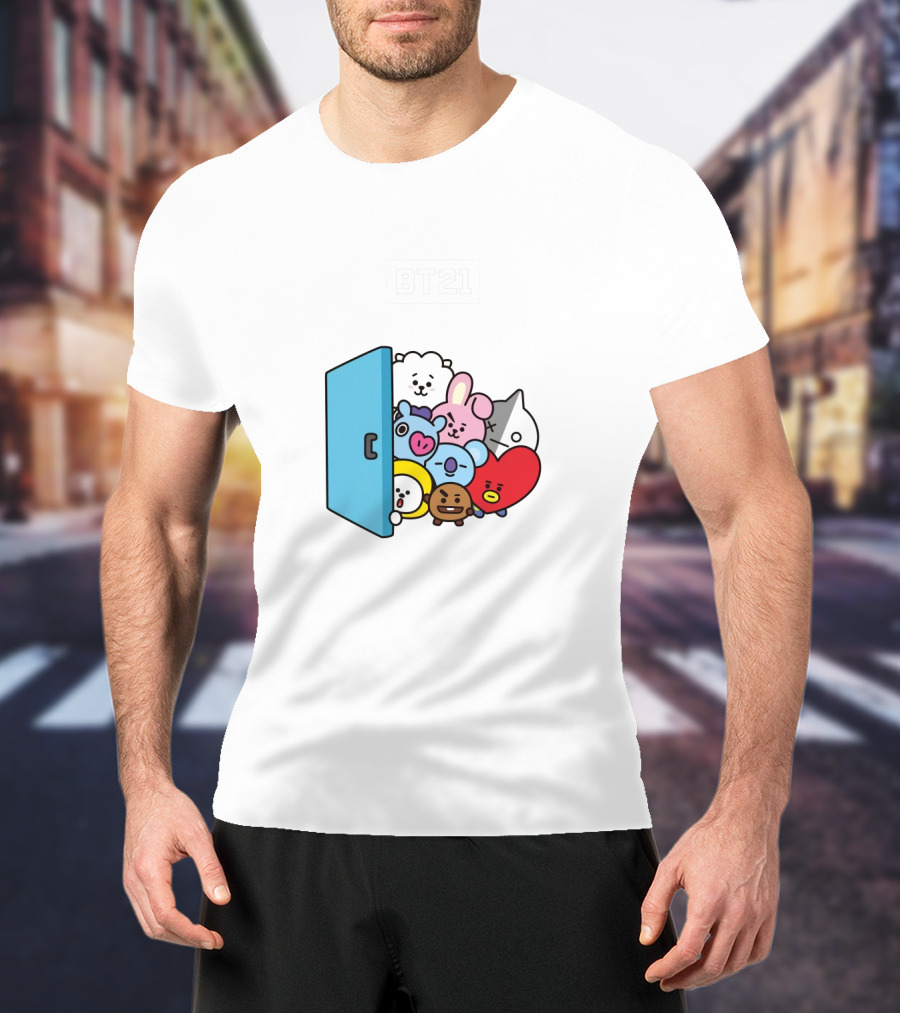 BT21 Characters Behind Door Icons T-Shirt