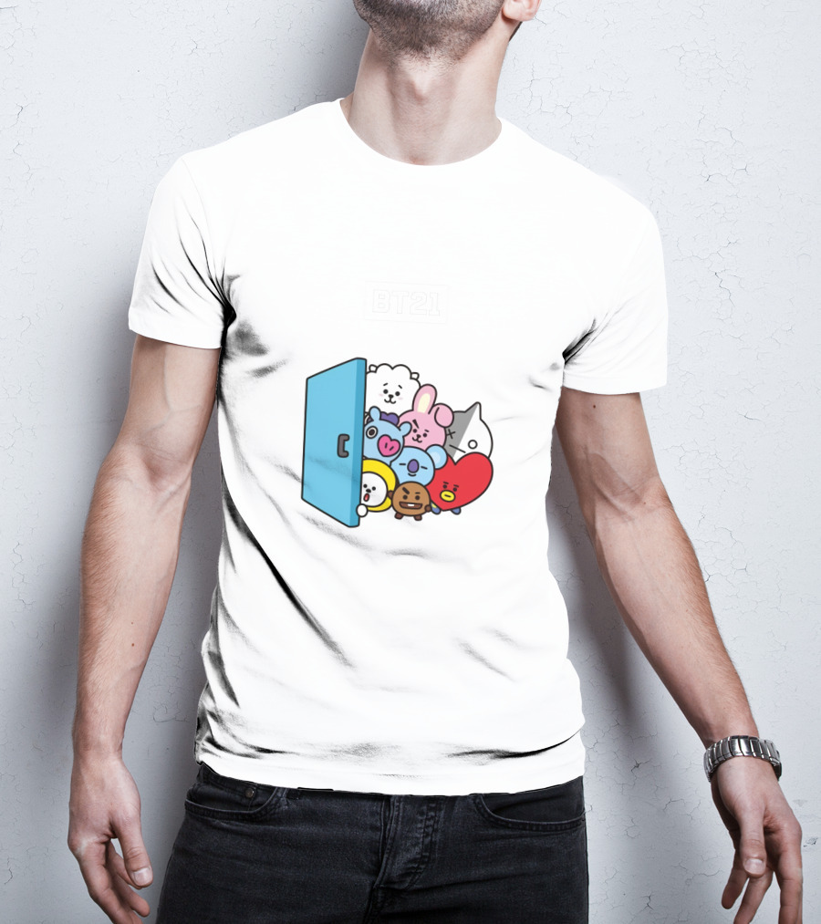 BT21 Characters Behind Door Icons T-Shirt