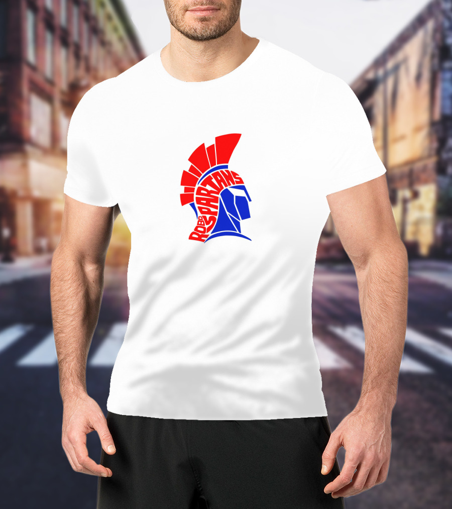 Robo Spartans Logo Red And Blue Spartan Helmet T-Shirt