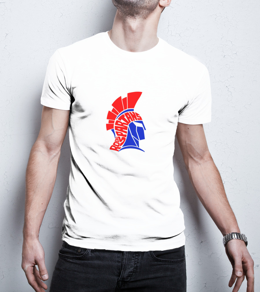 Robo Spartans Logo Red And Blue Spartan Helmet T-Shirt