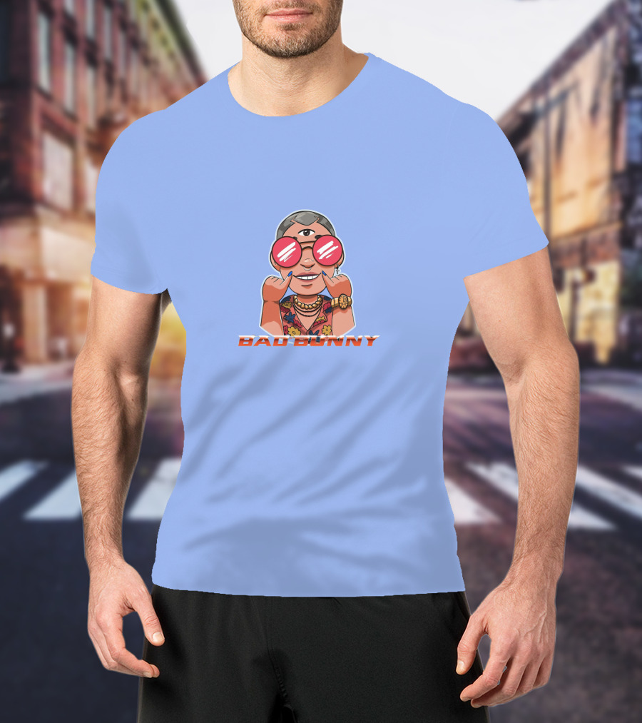 YHLQMDLG Bad Bunny Cartoon With Third Eye And Sunglasses T-Shirt