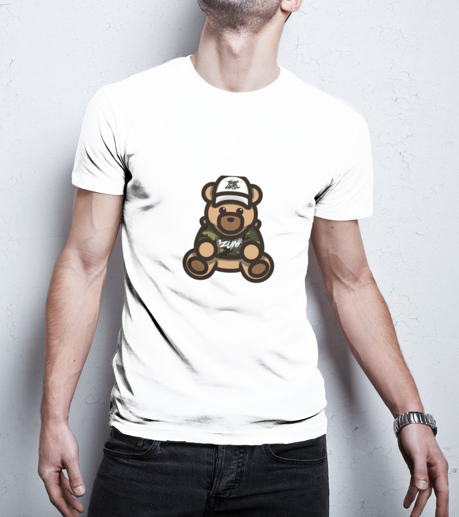 Ozuna Teddy Bear Wearing Camo Outfit And Trippy Gang Cap T-Shirt