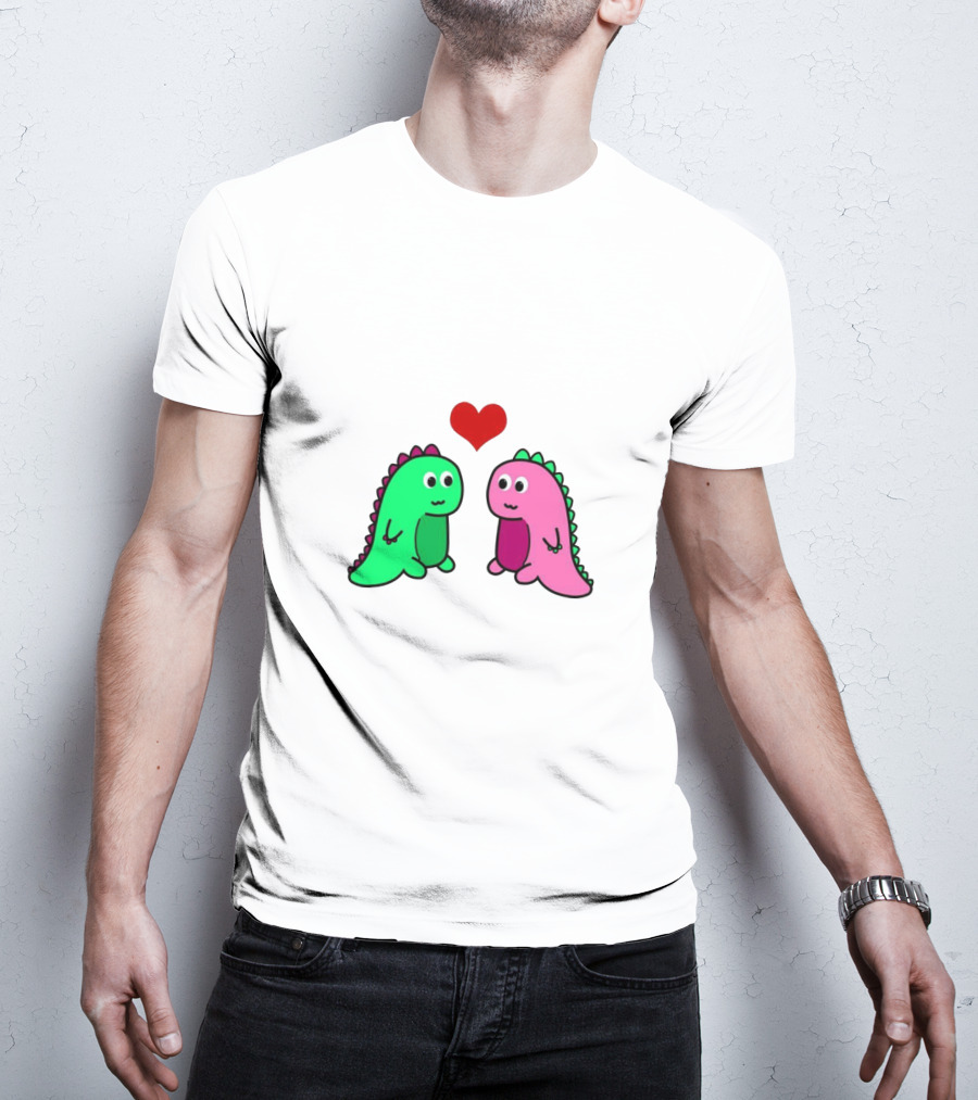 LaurDIY Green And Pink Dinosaur Heart T-Shirt