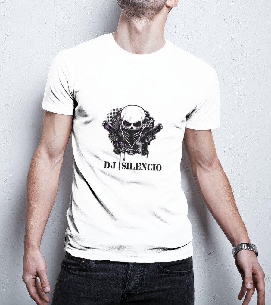 DJ Silencio Skull Bandana Guns Chains T-Shirt