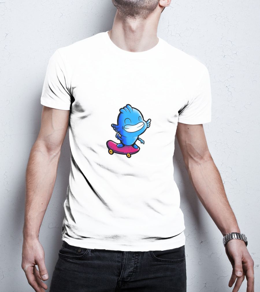 Gawx Blue Character Skateboarding Adventures T-Shirt