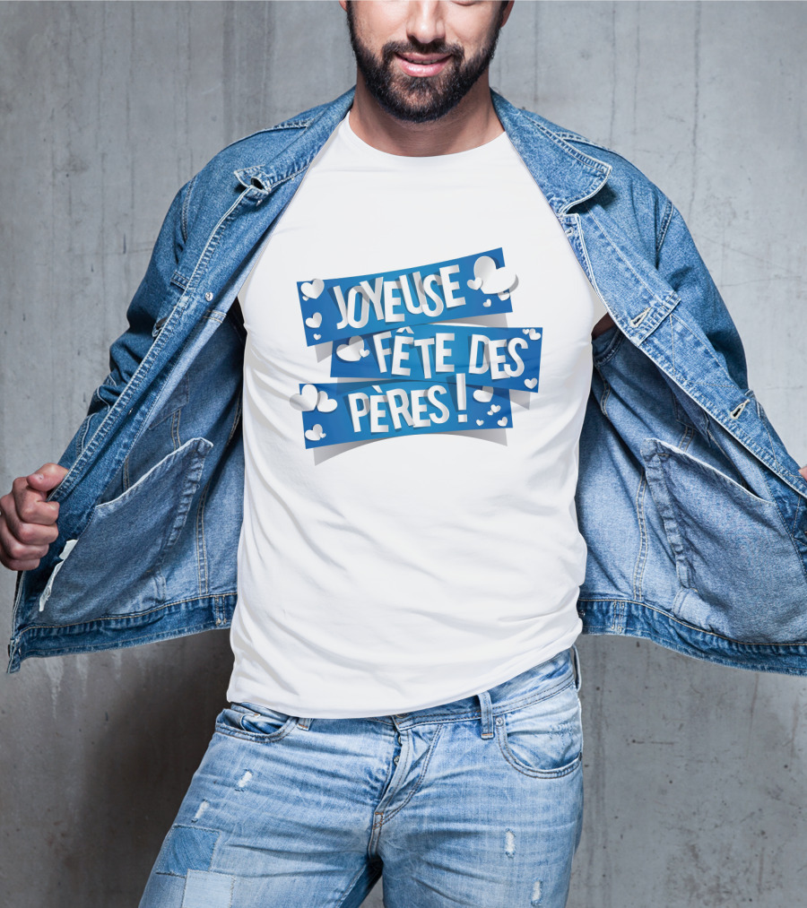 Joyeuse Fête Des Pères Avec Cœurs Blancs T-Shirt
