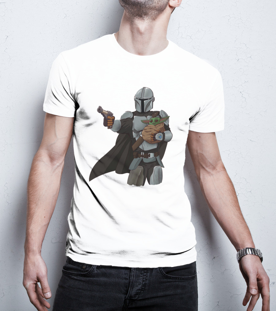 Dadalorian Star Warrior Protector With Child Alien Sidekick T-Shirt