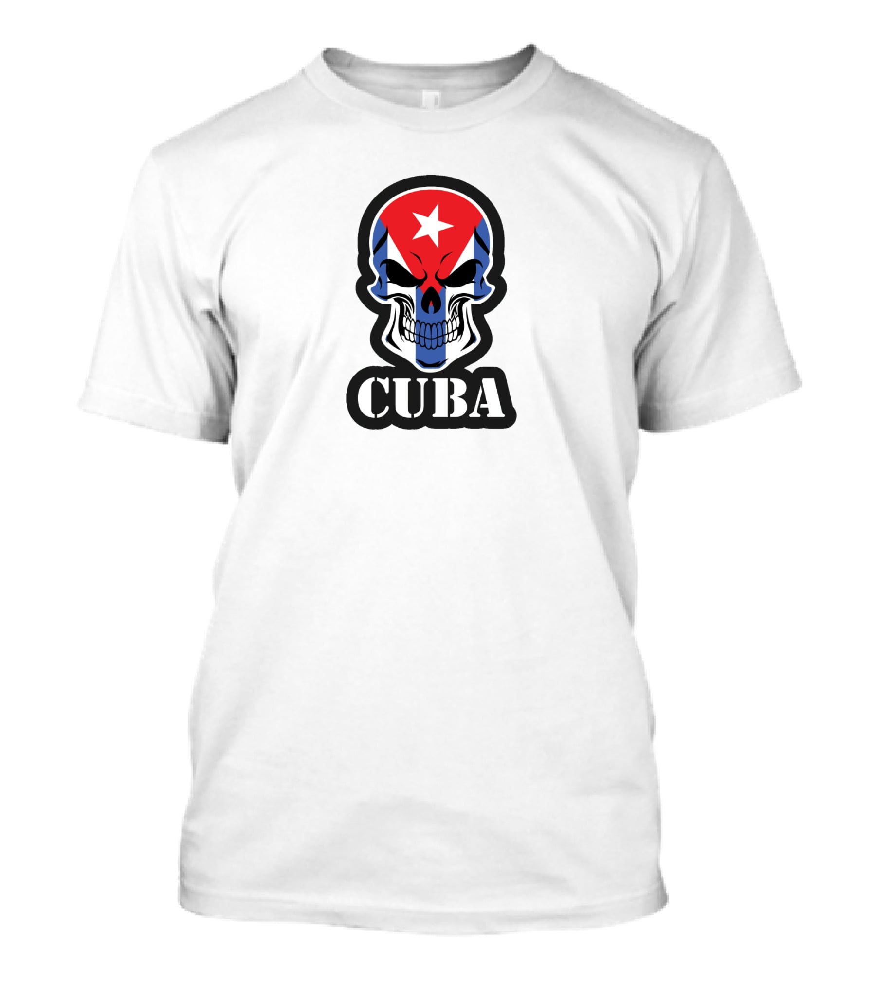 Cuba Skull With Cuban Flag And Star T-Shirt