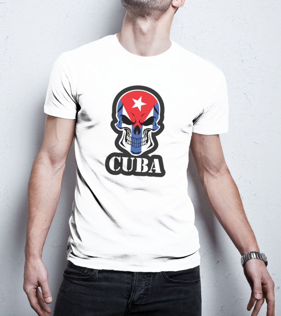 Cuba Skull With Cuban Flag And Star T-Shirt