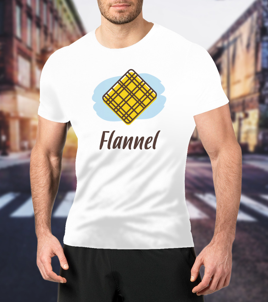 Flannel Yellow Plaid Pattern With Blue Background T-Shirt