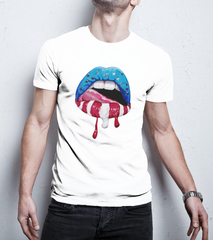 'Merica Lips Stars And Stripes USA Flag T-Shirt