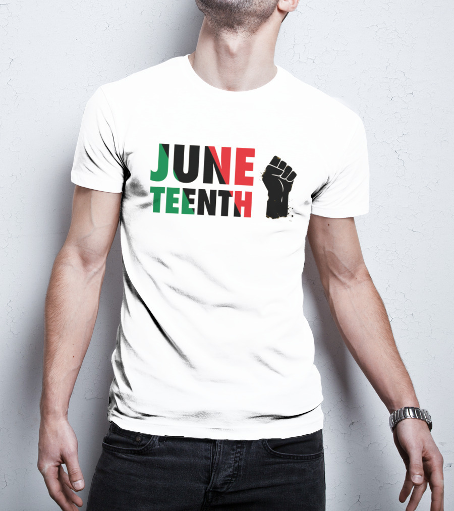 Juneteenth Black Power Fist Red Green T-Shirt