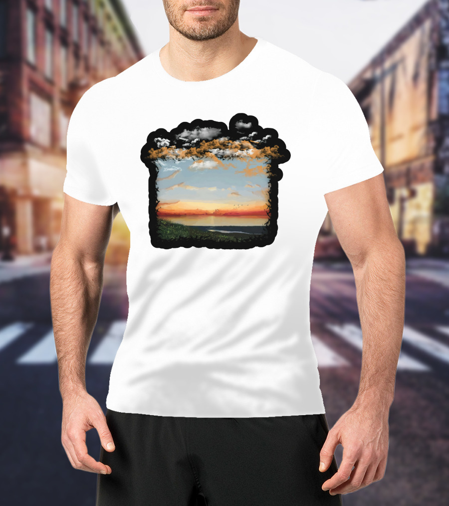 Big Assawoman Bay Sunset Landscape Scene T-Shirt