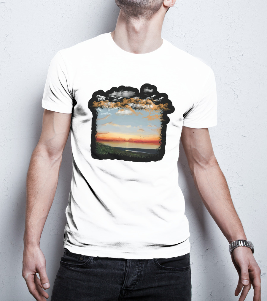 Big Assawoman Bay Sunset Landscape Scene T-Shirt