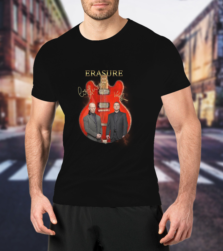 ERASURE Red Guitar Duo Autograph T-Shirt
