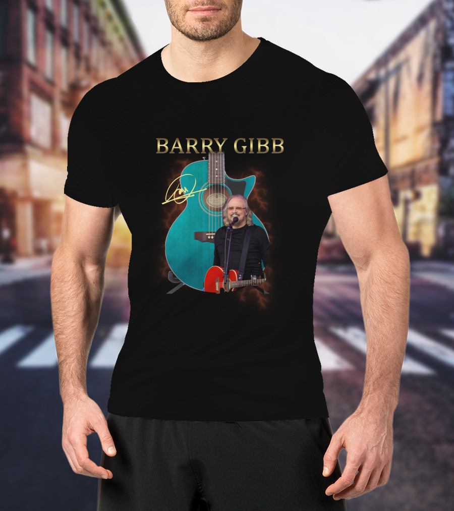 Barry Gibb Signature Electric Guitar With Performer Image T-Shirt