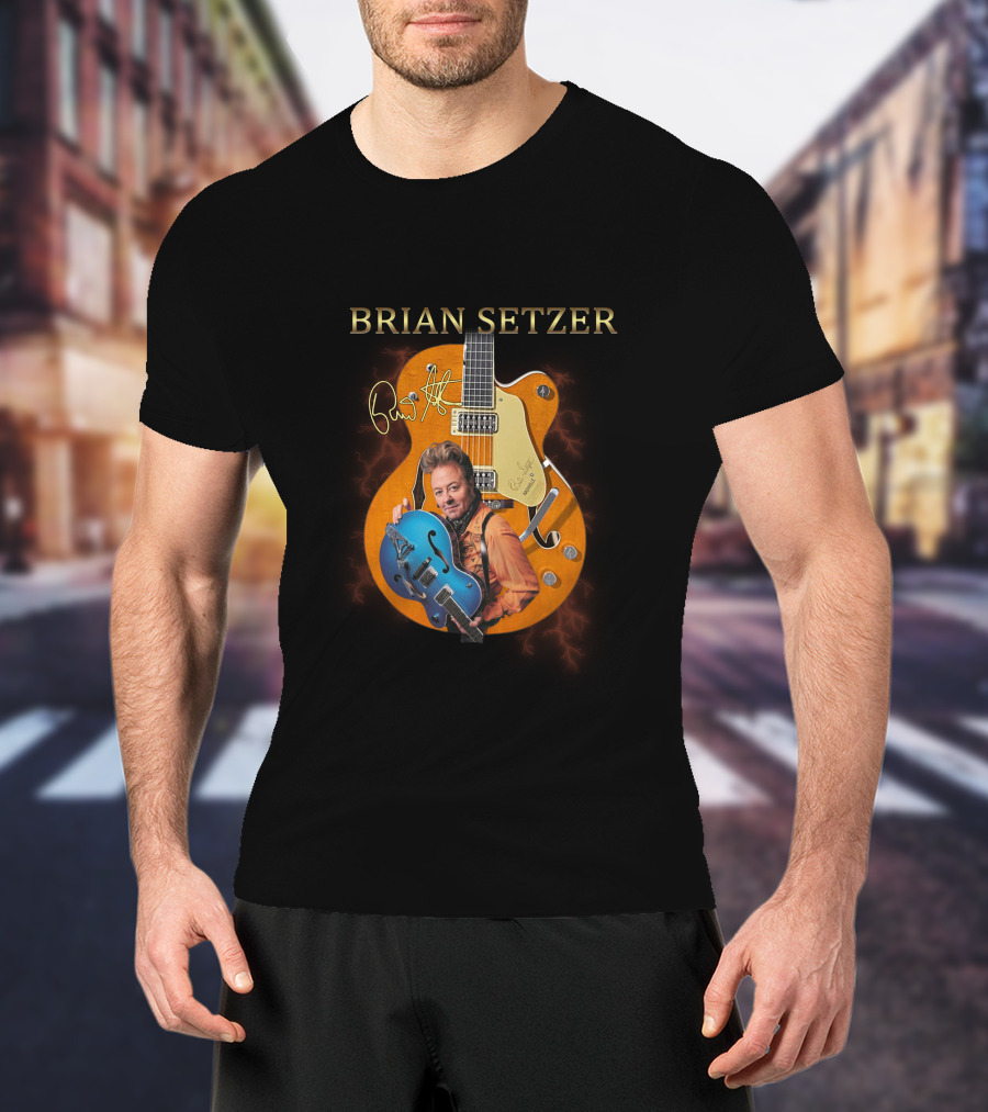 Brian Setzer Guitar Image T-Shirt