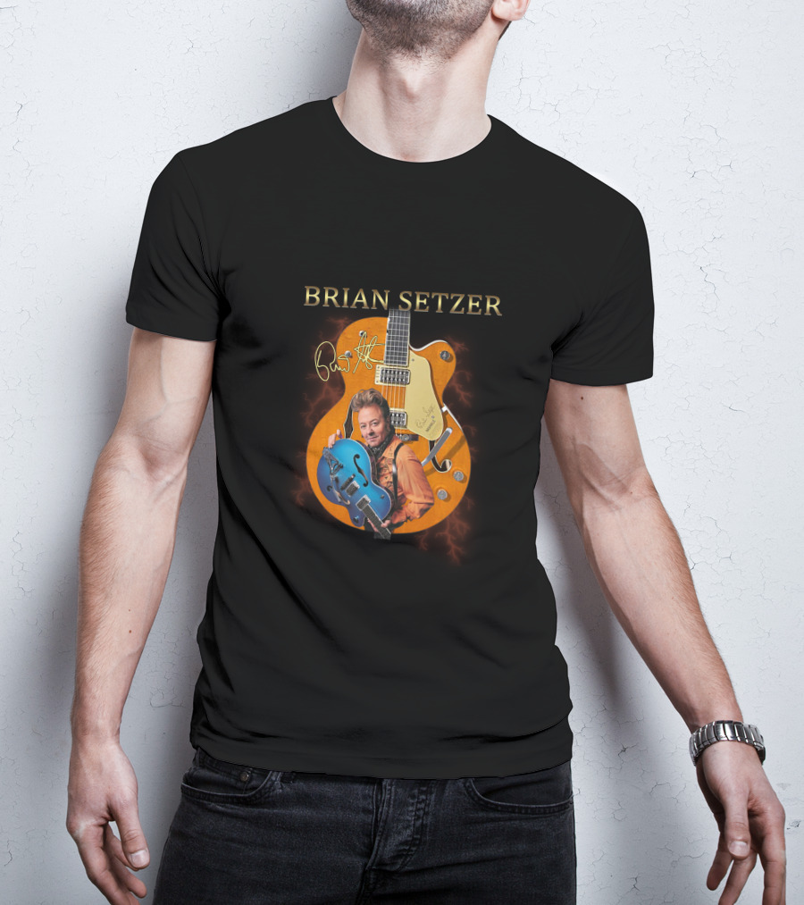 Brian Setzer Guitar Image T-Shirt