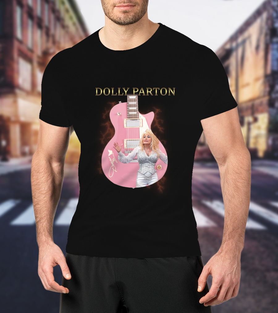Dolly Parton Pink Guitar Signature T-Shirt
