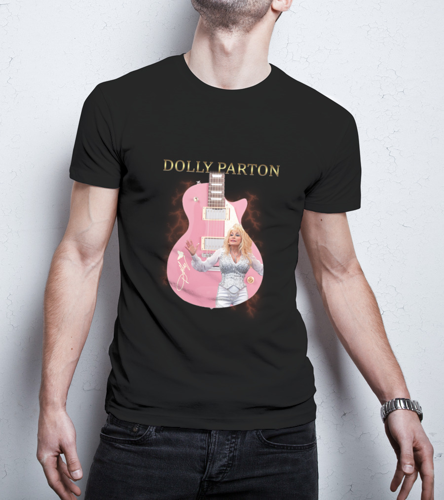 Dolly Parton Pink Guitar Signature T-Shirt
