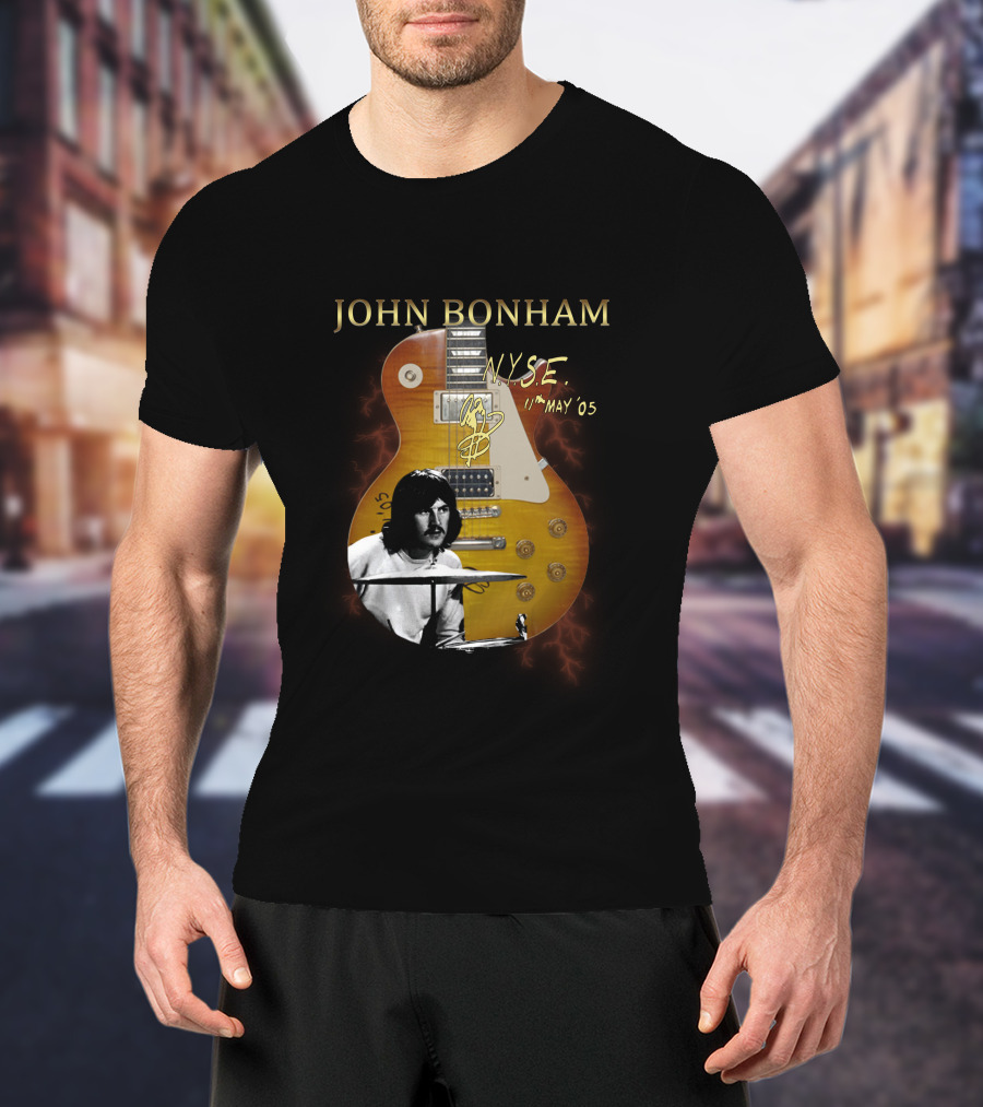 John Bonham NYSE 11th May '05 Signature Guitar Image T-Shirt