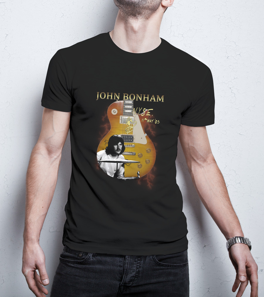 John Bonham NYSE 11th May '05 Signature Guitar Image T-Shirt
