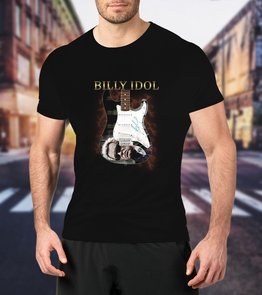 BILLY IDOL Electric Stage Guitar Signed Heroic T-Shirt