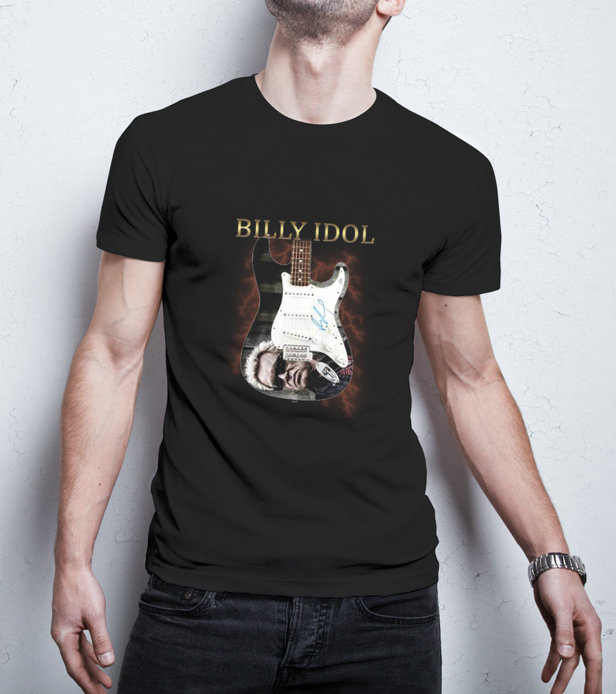 BILLY IDOL Electric Stage Guitar Signed Heroic T-Shirt