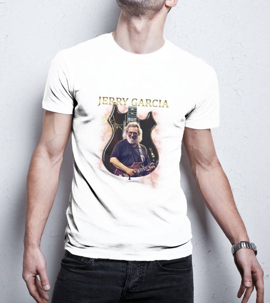Jerry Garcia Signature Guitar Image With Jerry Garcia T-Shirt