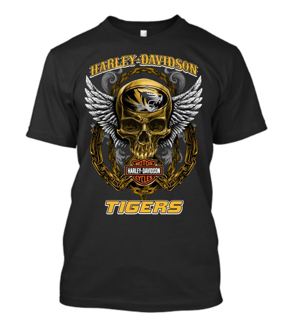 Harley Davidson Missouri Tigers Skull And Chains T-Shirt