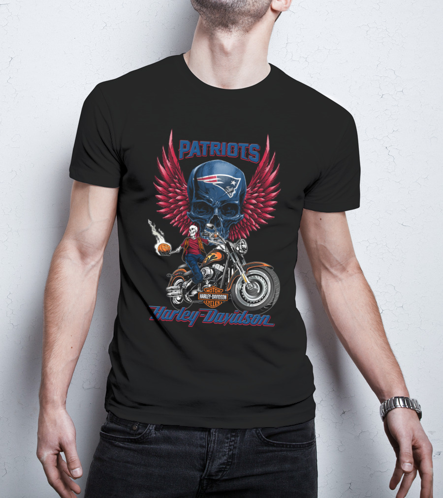 Patriots Harley Davidson Motor Cycles Nfl New England T-Shirt