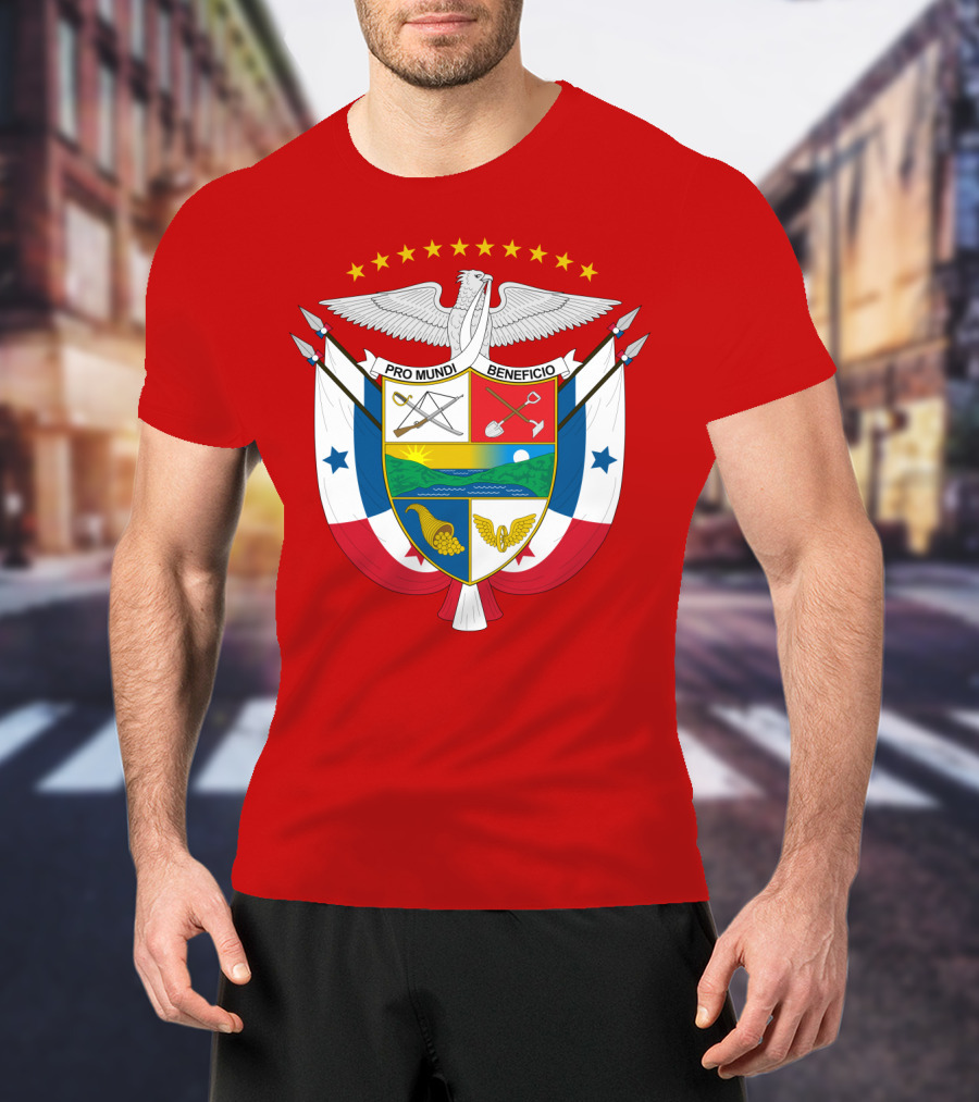 Pro Mundi Beneficio Escudo De Panamá Coat Of Arms Flag T-Shirt