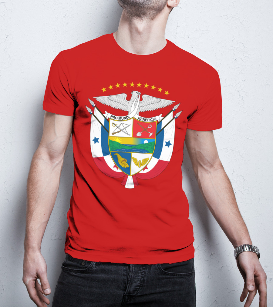 Pro Mundi Beneficio Escudo De Panamá Coat Of Arms Flag T-Shirt