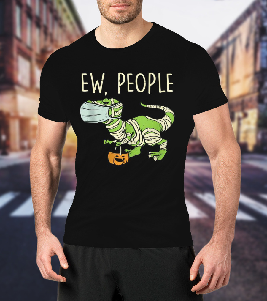 Ew People Halloween Dinosaur Mummy With Pumpkin T-Shirt