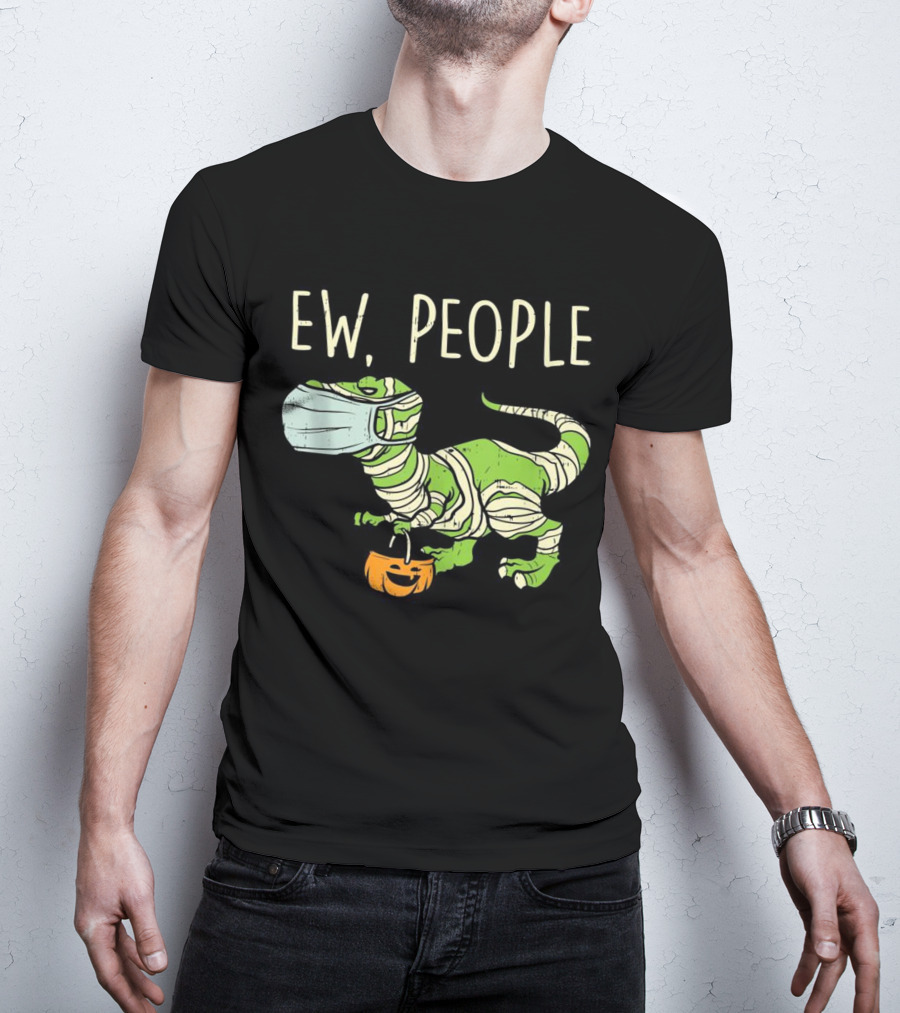 Ew People Halloween Dinosaur Mummy With Pumpkin T-Shirt