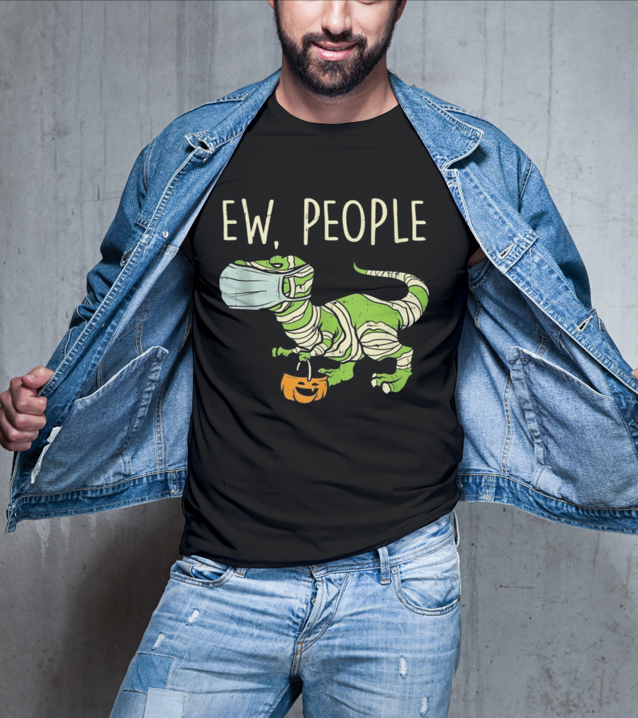 Ew People Halloween Dinosaur Mummy With Pumpkin T-Shirt